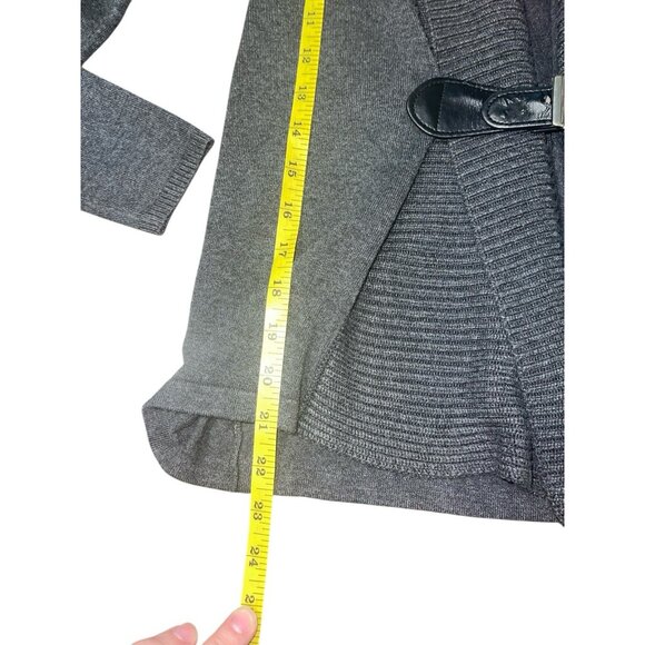 PREMISE STUDIO Women's Size Small Heather Gray Open Cardigan with Built In Belt - Picture 9 of 15